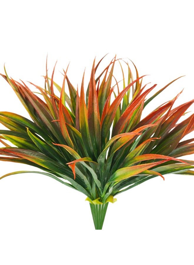 Phliofd 6Pcs Artificial Grass Fake Plants 17.3in Outdoor Plastic Plants UV Resistant Greenery Fake Grass for Home Window Garden Office Patio Hanging Planter Pathway Front Porch Décor Red - Image 1