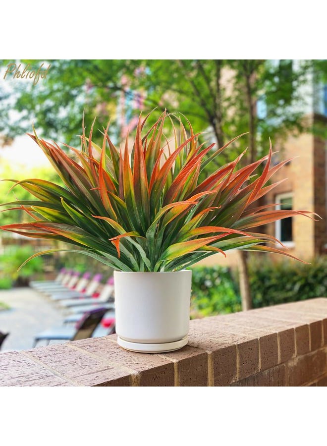 Phliofd 6Pcs Artificial Grass Fake Plants 17.3in Outdoor Plastic Plants UV Resistant Greenery Fake Grass for Home Window Garden Office Patio Hanging Planter Pathway Front Porch Décor Red - Image 3