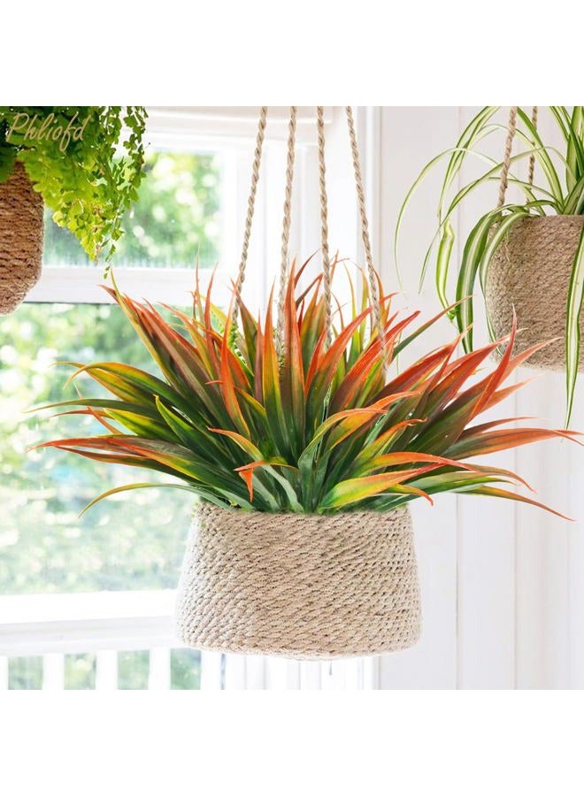 Phliofd 6Pcs Artificial Grass Fake Plants 17.3in Outdoor Plastic Plants UV Resistant Greenery Fake Grass for Home Window Garden Office Patio Hanging Planter Pathway Front Porch Décor Red - Image 2