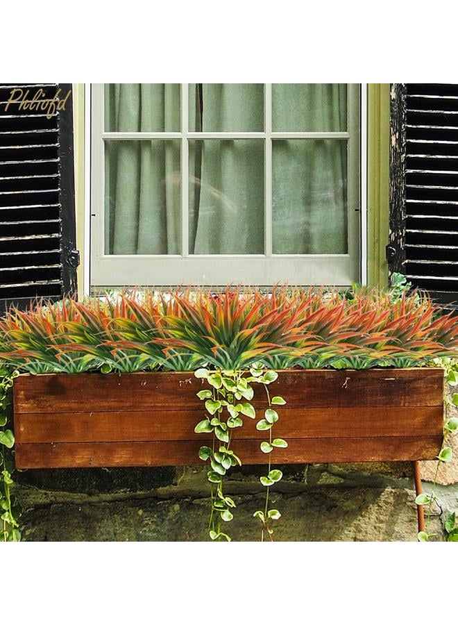 Phliofd 6Pcs Artificial Grass Fake Plants 17.3in Outdoor Plastic Plants UV Resistant Greenery Fake Grass for Home Window Garden Office Patio Hanging Planter Pathway Front Porch Décor Red - Image 5