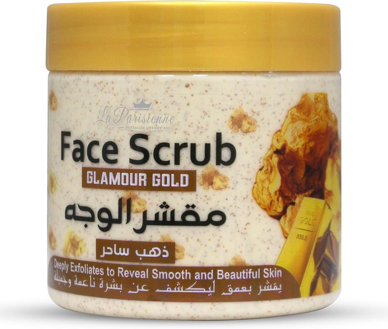 ECOLYTE+ La Parisienne Glamour Gold Face Scrub - 500 ml Exfoliating Scrub for Smooth and Beautiful Skin - Image 1
