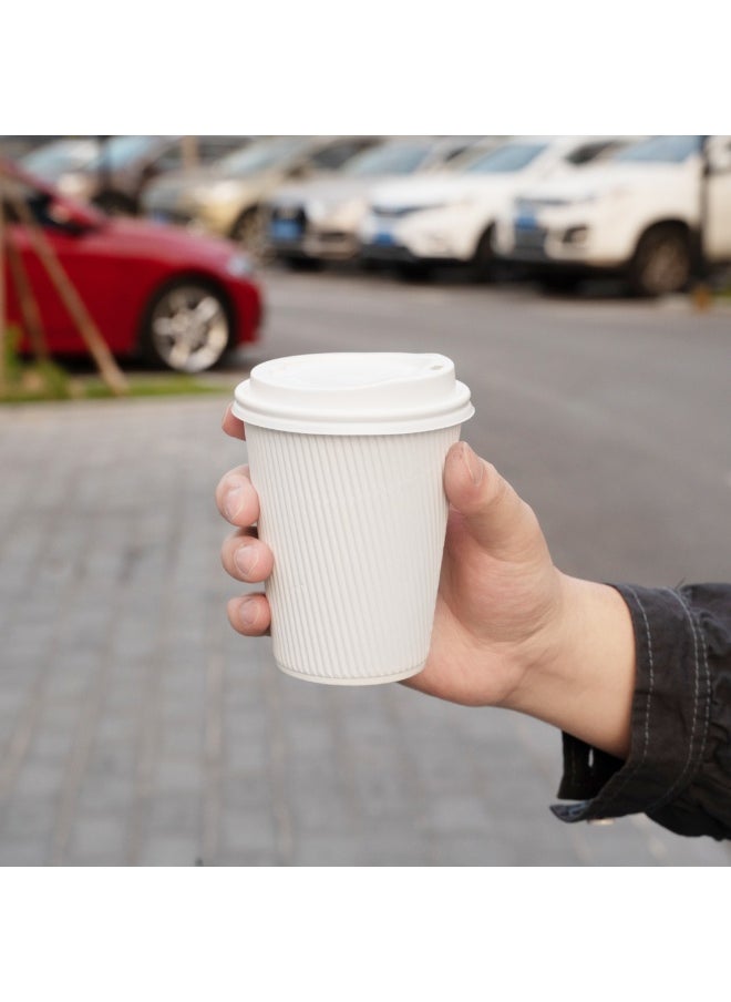 Restaurantware Restaurantware 12 Ounce Double Wall Disposable Coffee Cups, 500 Insulated White Paper Tumblers with Rolled Rim Design, Lids Sold Separately for Hot Drinks like Tea, Hot Chocolate and More  - Image 5