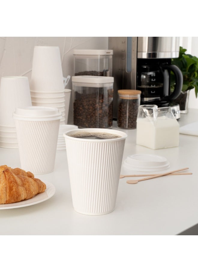 Restaurantware Restaurantware 12 Ounce Double Wall Disposable Coffee Cups, 500 Insulated White Paper Tumblers with Rolled Rim Design, Lids Sold Separately for Hot Drinks like Tea, Hot Chocolate and More  - Image 4