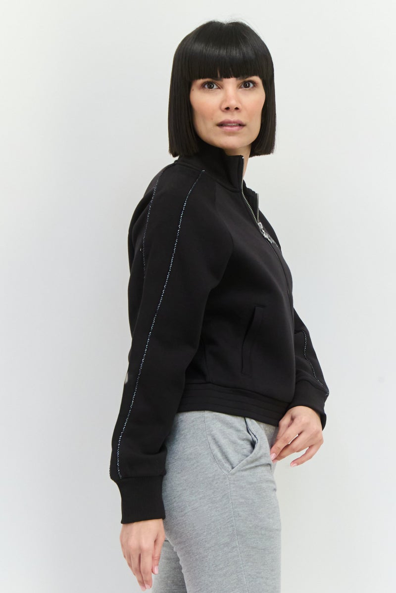 PUMA جاكيت تدريب بأكمام طويلة مناسب للنساء، أسود - Image 3