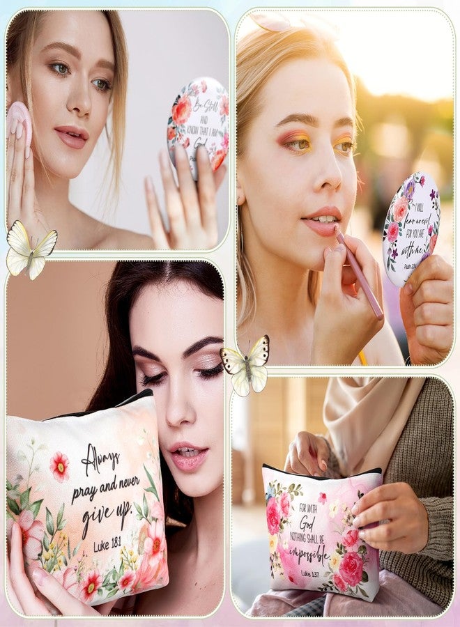 مينبلان مجموعة هدايا مسيحية من مينبلان، 10 قطع، للنساء: حقيبة مكياج مسيحية، حقيبة قماشية دينية ملهمة، حقيبة أقلام رصاص مزينة بآيات من الكتاب المقدس، حقائب مستحضرات تجميل للنساء، هدايا تذكارية لعيد الميلاد من الكنيسة - Image 4