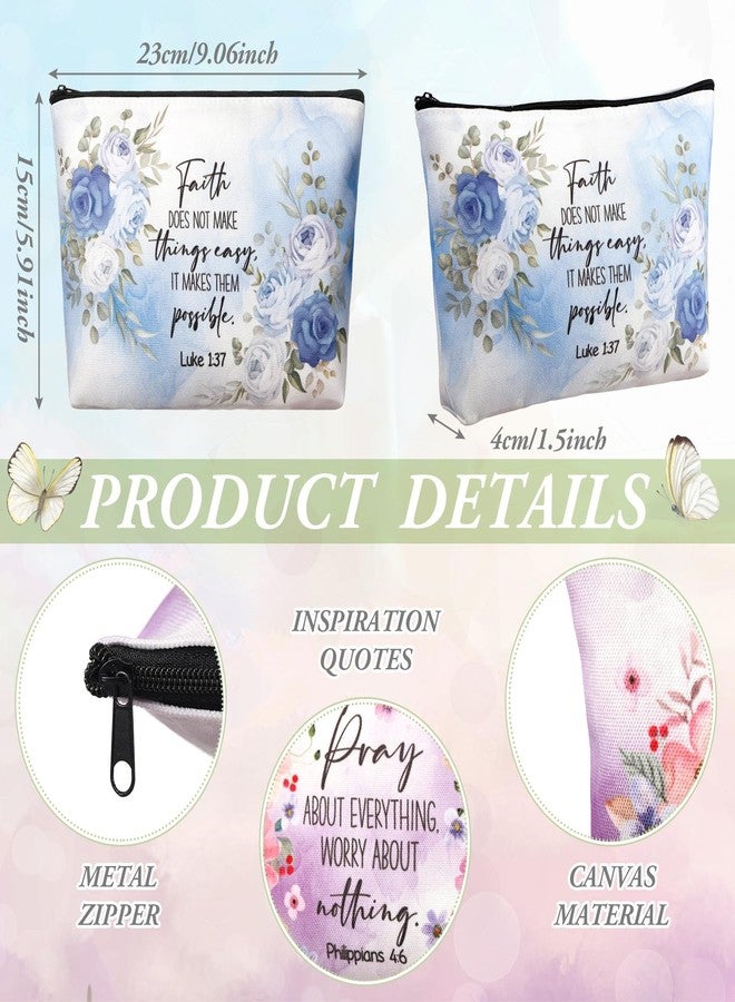 مينبلان مجموعة هدايا مسيحية من مينبلان، 10 قطع، للنساء: حقيبة مكياج مسيحية، حقيبة قماشية دينية ملهمة، حقيبة أقلام رصاص مزينة بآيات من الكتاب المقدس، حقائب مستحضرات تجميل للنساء، هدايا تذكارية لعيد الميلاد من الكنيسة - Image 2