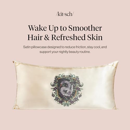 Kitsch x Harry Potter Satin Pillowcase DoubleSided Crest Design Toddler Pillowcase with Zipper Cooling Satin Toddler Pillow Case for Hair Skin Kids Pillowcase King Size 19x36 Slytherin - Image 3