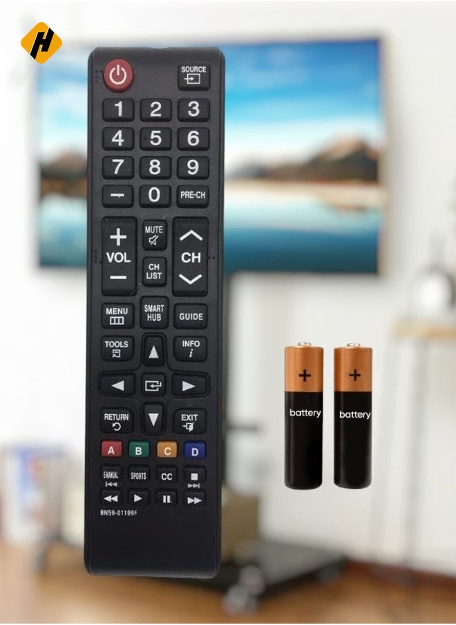 HuHa - New Universal Replacement Remote Control for Samsung BN59-01199F TV, Compatible with Samsung LCD LED HDTV Smart TV – Includes Battery - Image 1