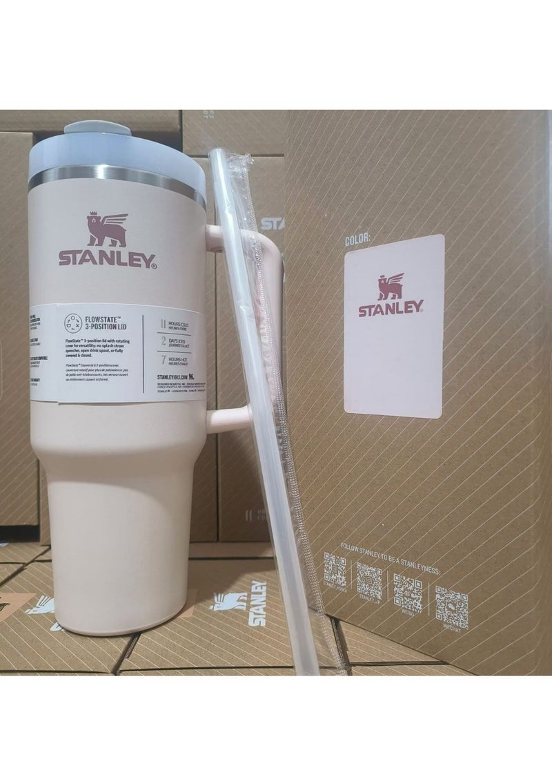 ستانلي كوب Quencher H2.0 FlowState من الفولاذ المقاوم للصدأ معزول بالفراغ مع غطاء وقش للمياه والشاي المثلج أو القهوة والعصائر والمزيد، كوارتز وردي، 40 أونصة  - Image 1