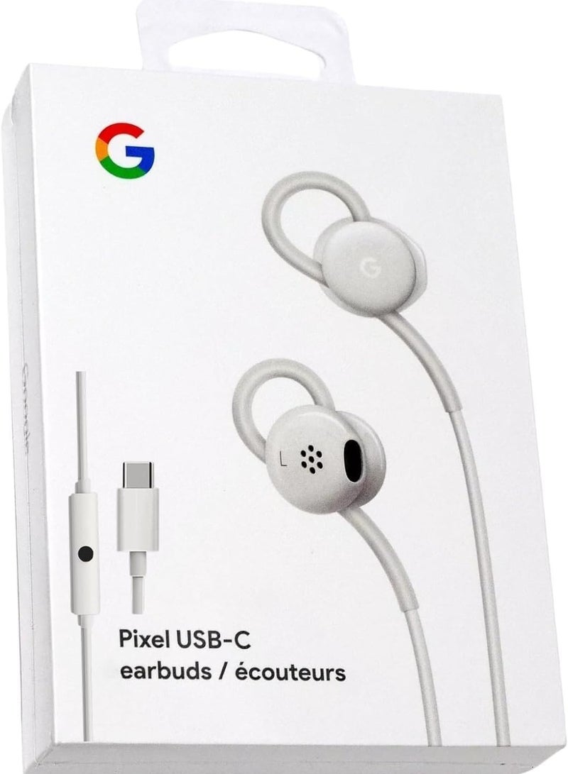 Pixel Google Earbuds Wired Headset USB-C, Comfortable Fit, Inline Controls, Compatible with Type-C Phones - White - Image 1