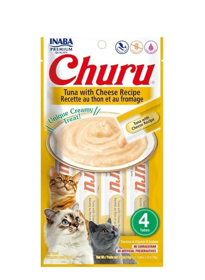 INABA Cat Creamy Adult Treat Tuna With Cheese Flavor 4x14g - Image 1