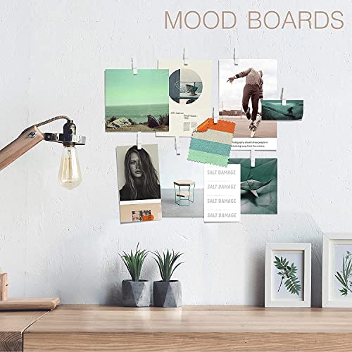 Toros.Store 20 Pack Mini Self Adhesive Clips for Pictures - White Wood Clip Photo Holders for Wall, Poster Hanger, Photo Cards Hanging Display Board & Picture Boards, Artwork Photos Holders Card Room Decor - Image 5