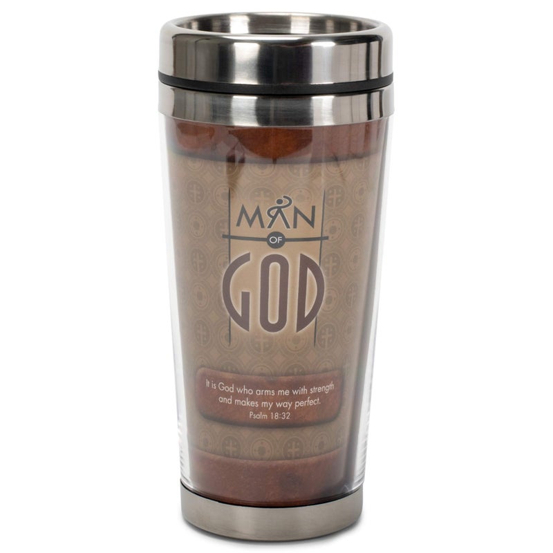 Man Of God Arms with Strength 16 Oz Stainless Steel Insulated Travel Mug with Lid