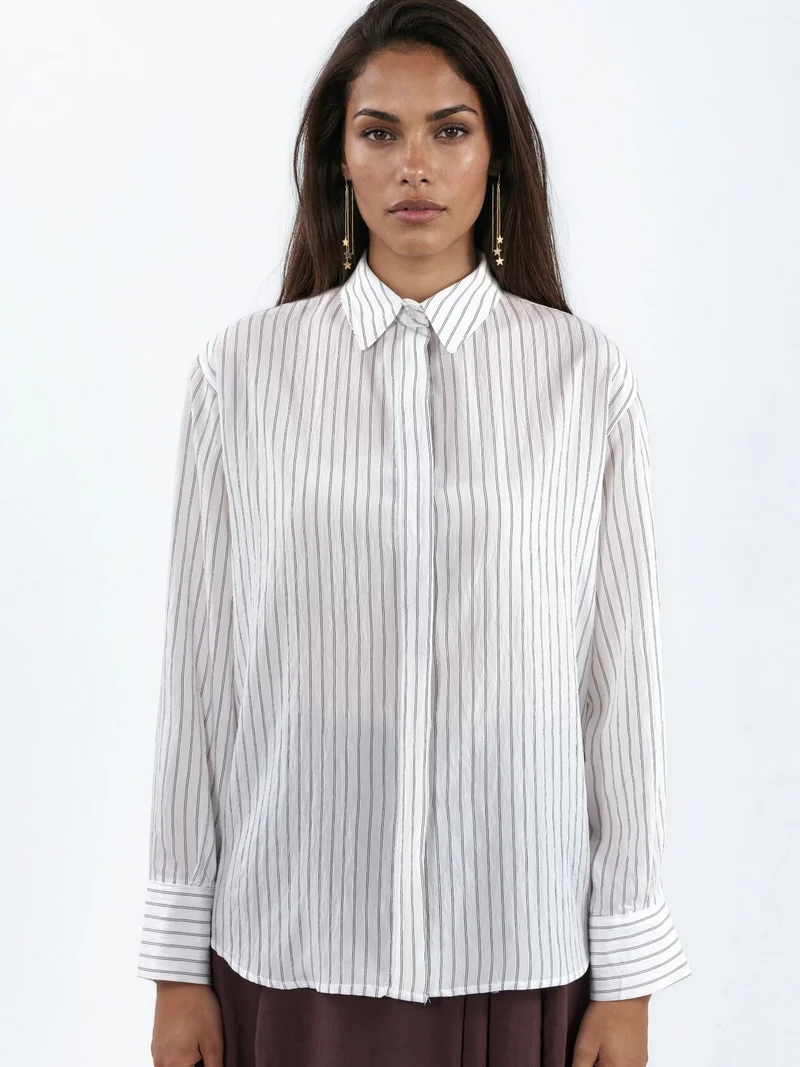بوسيم BUSEM Casual Striped Button-Up Shirt
