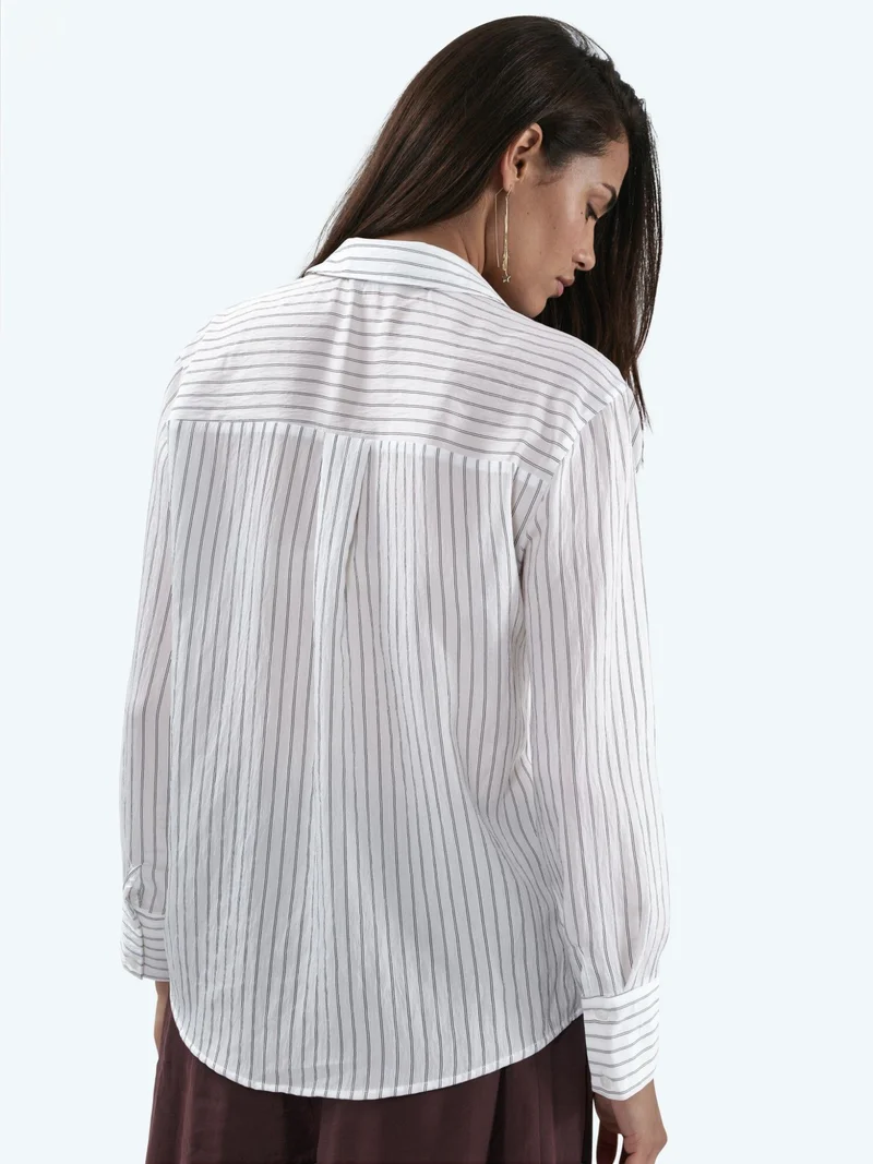 بوسيم BUSEM Casual Striped Button-Up Shirt