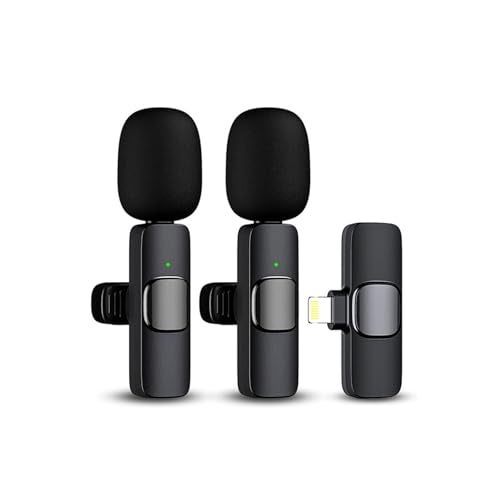 ENJOYPRO 2PCS Wireless Lavalier Microphone for iPhone, ipad, Lapel Microphone for Video Recording, Clip on Wireless Mic for Podcast, Interview, YouTube, Vlog, Live Streaming (2 Mics - Lightning, Black) - Image 1