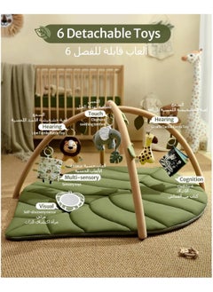 XICEN Newborn Baby Gyms & Playmats, Oversize Leaf Shaped Infants Play Mat with 6 Detachable Toys, Tummy Time Gyms Mat for Toddlers, Promote Motor Skills & Sensory Development  - Image 3