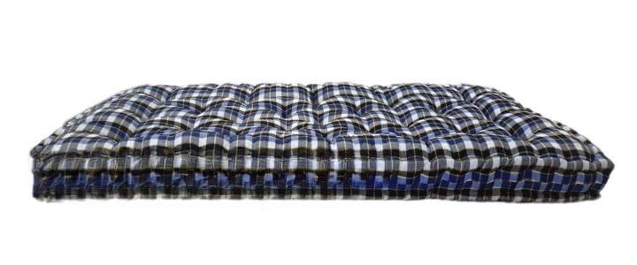 MS Mattrass Soft Cotton Filled Multicolour Cheque Style Mattress Gadda Foldable Soft Cotton Box Quilt 4inch Thick Rectangle Type Mattress in and Multicolor Queen  - Image 1