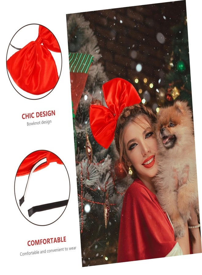 سولوستر طوق شعر كبير مزين بفيونكة، طوق شعر كبير الحجم مزين بفيونكة، طوق شعر مزين بفيونكة، إكسسوارات أزياء حفلات أعياد الميلاد والمهرجانات للنساء والفتيات - Image 3