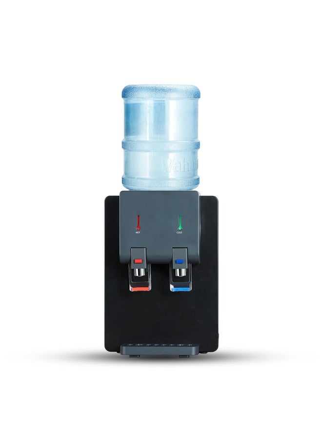 Accvi Premium Countertop Water Cooler Dispenser Holds 3 Or 5 Gallon Jug Top Loading Hot And Cold Water Child Safety Lock Compact Design Ideal For Homes Kitchens Offices Dorms Black - Image 1