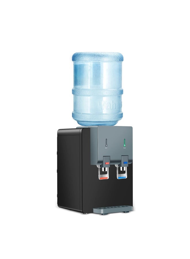 Accvi Premium Countertop Water Cooler Dispenser Holds 3 Or 5 Gallon Jug Top Loading Hot And Cold Water Child Safety Lock Compact Design Ideal For Homes Kitchens Offices Dorms Black - Image 2