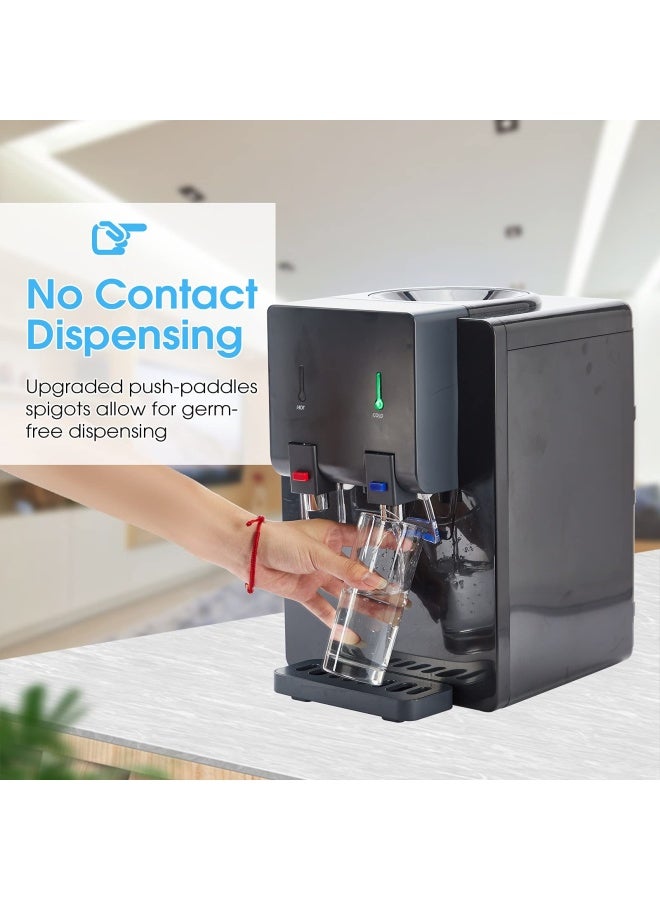 Accvi Premium Countertop Water Cooler Dispenser Holds 3 Or 5 Gallon Jug Top Loading Hot And Cold Water Child Safety Lock Compact Design Ideal For Homes Kitchens Offices Dorms Black - Image 4