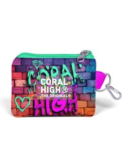 CORAL HIGH Pink Navy Blue Graffiti Written Thermo Lunch Box Coin Purse 21898  - Image 3