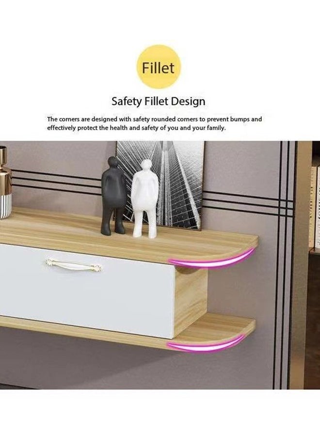 JCB CHIC Floating Modern Tv Table Multifunctional Tv Desk Stand With 4 Storage Shelves Drawers For Office, Home, Entrainment Living Room Gaming Media Room 120 x 24 x 18 cm  - Image 3