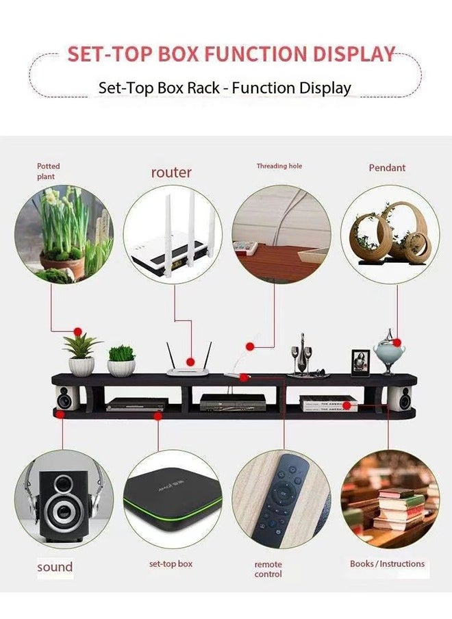JCB CHIC - Floating Modern Tv Table Multifunctional Tv Desk Stand With 4 Storage Shelves Drawers For Office, Home, Entrainment Living Room Gaming Media Room 120 x 24 x 18 cm - Image 1