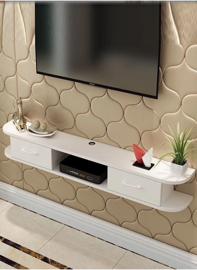 JCB CHIC Floating Modern Tv Table Multifunctional Tv Desk Stand With 4 Storage Shelves Drawers For Office, Home, Entrainment Living Room Gaming Media Room 120 x 24 x 18 cm  - Image 1