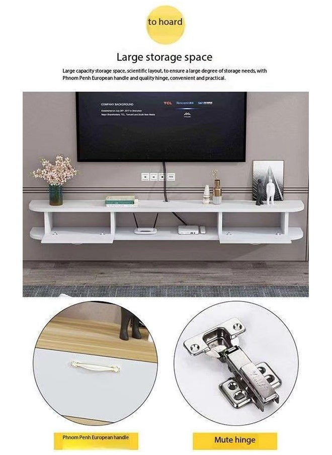 JCB CHIC Floating Modern Tv Table Multifunctional Tv Desk Stand With 4 Storage Shelves Drawers For Office, Home, Entrainment Living Room Gaming Media Room 120 x 24 x 18 cm  - Image 4