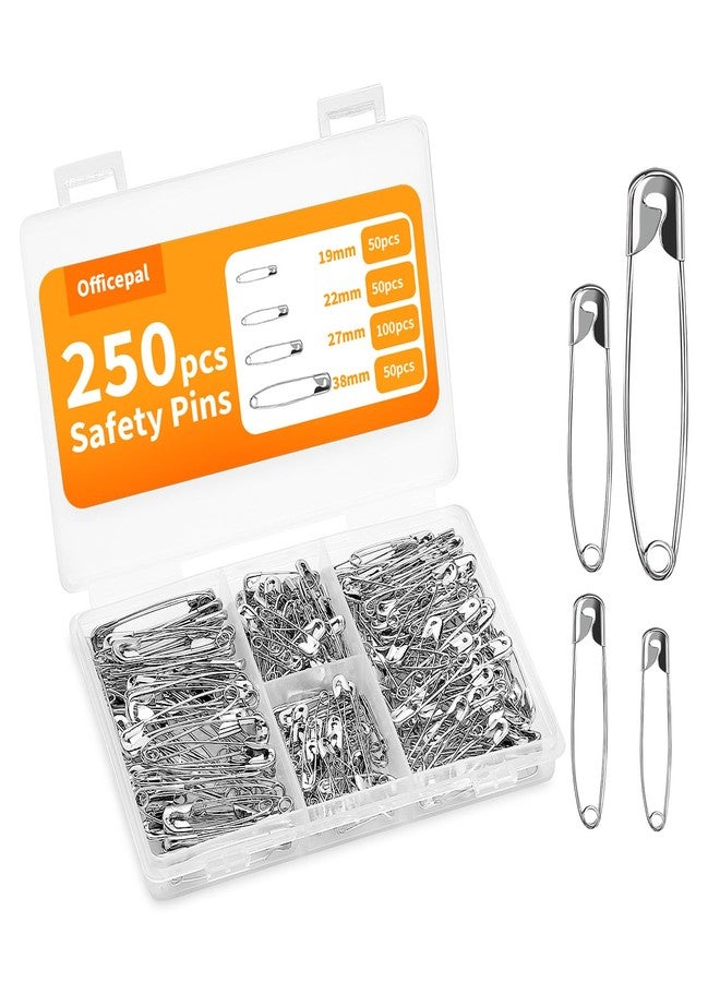 Officepal 4-Size Pack of Safety Pins- Top 250-Count Durable, Rust-Resistant Nickel Plated Steel Set- Best Sewing Accessories Kit for Baby Clothing, Crafts & Arts - Image 1