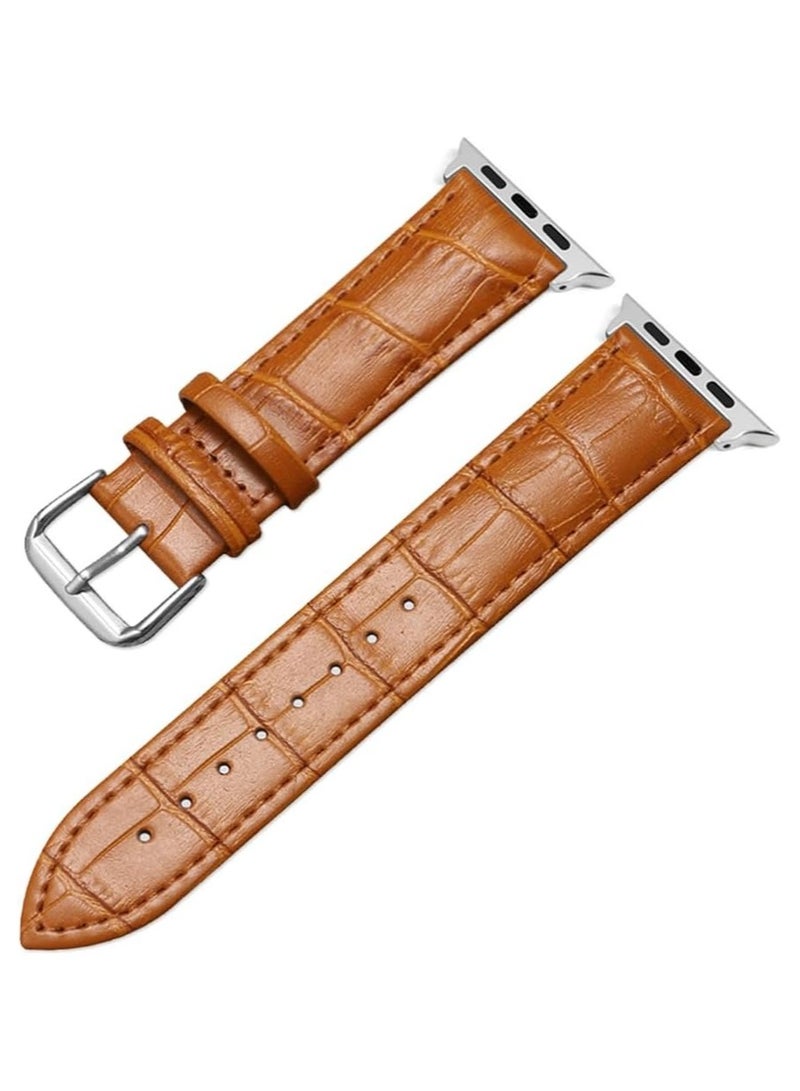 أشرطة ساعة أبل متوافقة مع مقاس 42 مم (S10) و41 مم و40 مم و38 مم - أشرطة استبدال من جلد تمساح أصلي لساعات آي ووتش السلسلة 10/9/8/7/6/5/4/3 وأولترا 2 وSE - بتصميم ثنائي اللون للرجال والنساء. - Image 1