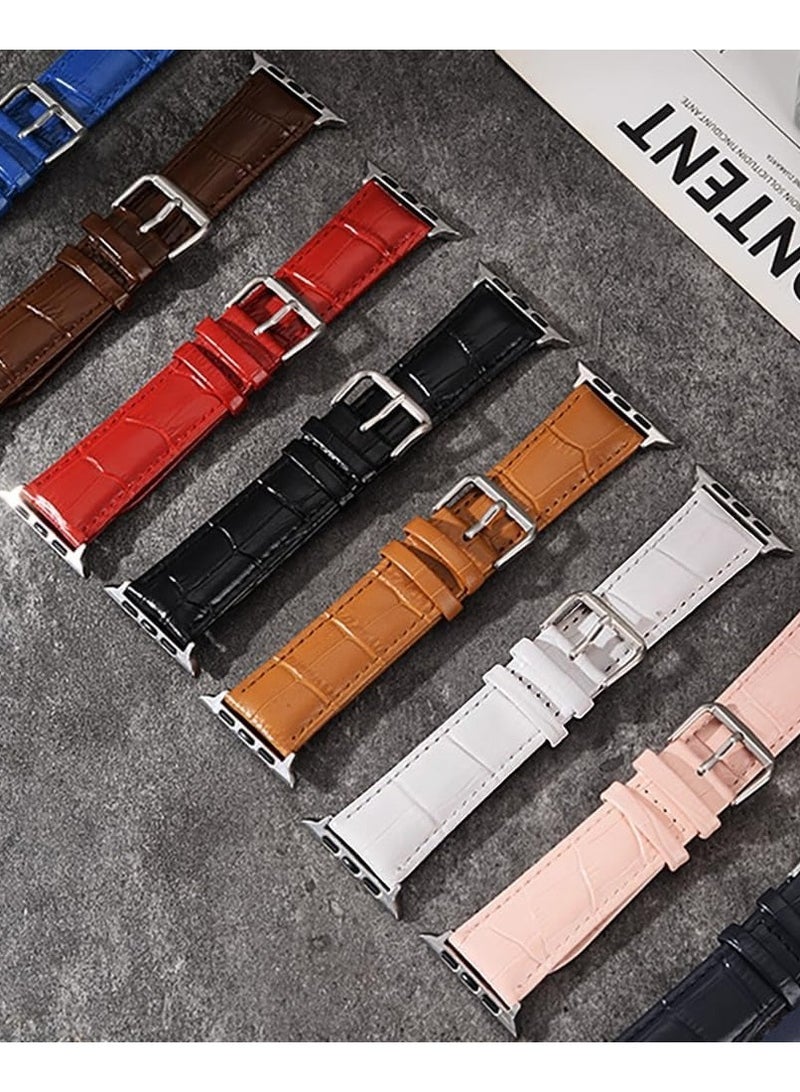 أشرطة ساعة أبل متوافقة مع مقاس 42 مم (S10) و41 مم و40 مم و38 مم - أشرطة استبدال من جلد تمساح أصلي لساعات آي ووتش السلسلة 10/9/8/7/6/5/4/3 وأولترا 2 وSE - بتصميم ثنائي اللون للرجال والنساء. - Image 5