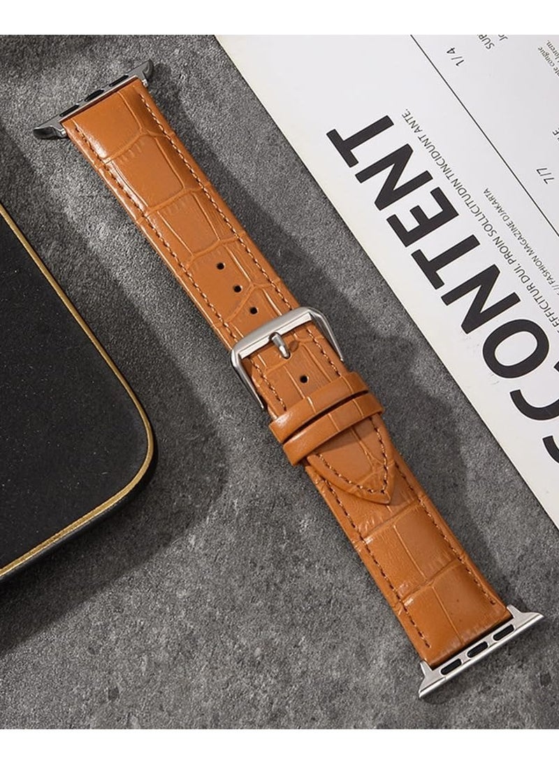 أشرطة ساعة أبل متوافقة مع مقاس 42 مم (S10) و41 مم و40 مم و38 مم - أشرطة استبدال من جلد تمساح أصلي لساعات آي ووتش السلسلة 10/9/8/7/6/5/4/3 وأولترا 2 وSE - بتصميم ثنائي اللون للرجال والنساء. - Image 4