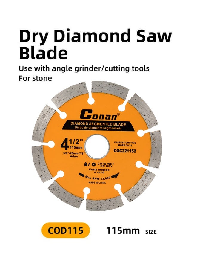 Conan Dry Diamond Saw Blade – For Angle Grinder – Stone Cutting – Multiple Sizes - Image 1