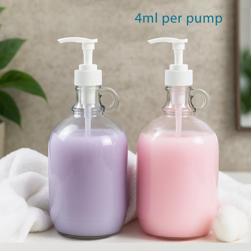 2 Pack Laundry Detergent Dispenser with Pump and Lid, 64 Oz Glass Bottles for Laundry Room Organization and Storage, Fabric Softener Dispenser for Washer - Image 5