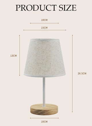 LED Three-Color Bedroom Table Lamp USB Bedside Wooden Lamp Night Light With round Fabric Lampshade Suitable For Home Bedroom Living Room Office - view 5