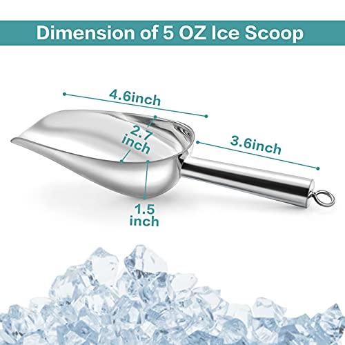 TeamFar Stainless Steel Ice Scoop, Small Metal Food Candy Scoop for Kitchen Bar Party Wedding - 6 Ounces - Image 2