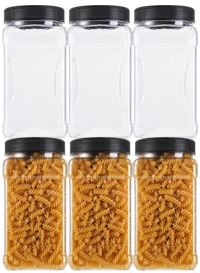 Lawei Square Plastic Jars with Lids - Clear Empty Storage Containers for Food Storage, Plastic Food Jars with Easy Grip Handles for Dry Goods Cookies Rice and More (6 Pack 60 Oz) - Image 1