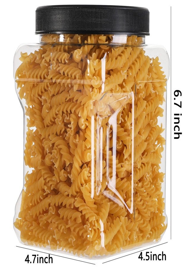 Lawei Square Plastic Jars with Lids - Clear Empty Storage Containers for Food Storage, Plastic Food Jars with Easy Grip Handles for Dry Goods Cookies Rice and More (6 Pack 60 Oz) - Image 2