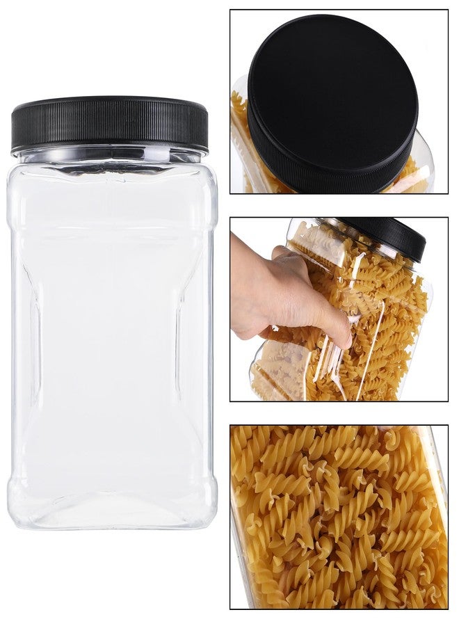 Lawei Square Plastic Jars with Lids - Clear Empty Storage Containers for Food Storage, Plastic Food Jars with Easy Grip Handles for Dry Goods Cookies Rice and More (6 Pack 60 Oz) - Image 3