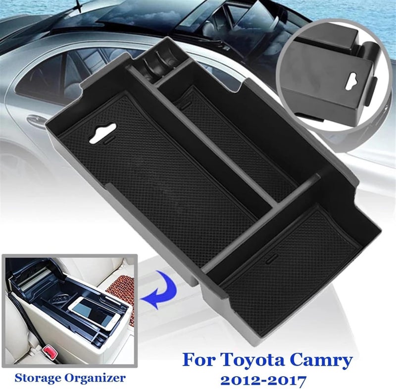QASULER Black ABS Armrest Storage Box for Toyota Camry - Image 4
