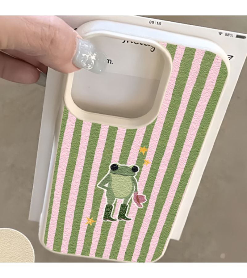 Mixed Color 1 Faux Leather Frog UV Printed Pattern Large Hole Anti Drop Anti Scratch Shatter Resistant Phone Case For iPhone X - Image 1