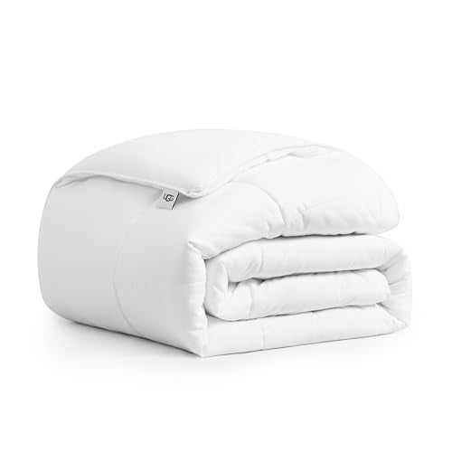 UGG Full/Queen Comforter Duvet Insert Cooling Lightweight Down Alternative Hypoallergenic Washable Quilted Fluffy Comforter Blanket with Corner Tabs for Duvet Cover, Full/Queen, White (Danielle) - Image 1