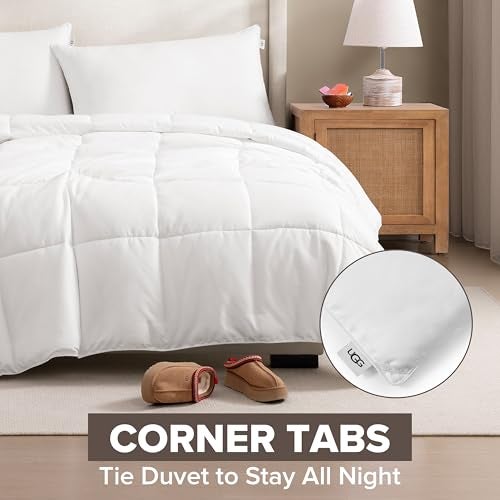 UGG Full/Queen Comforter Duvet Insert Cooling Lightweight Down Alternative Hypoallergenic Washable Quilted Fluffy Comforter Blanket with Corner Tabs for Duvet Cover, Full/Queen, White (Danielle) - Image 5