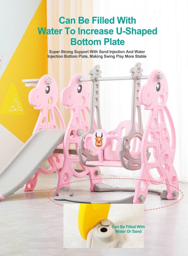 MaBaby 4 in 1 Toddler Slide Swing Set, Indoor Baby Slide, Includes Slide, Swing, Basketball Hoop, and Climber, Freestanding Slide Climber Playset Toy - Image 4