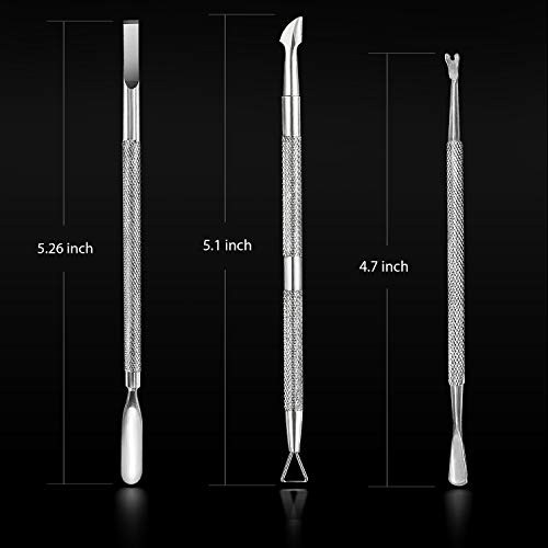 Blueorchids Cuticle Pusher and Cutter Nail Polish Remover Stainless Steel Manicure Tool Set Gel Nail Polish Peeler and Scraper Nail Care Stick Pedicure Kit for Fingernail and Toenail - Image 5
