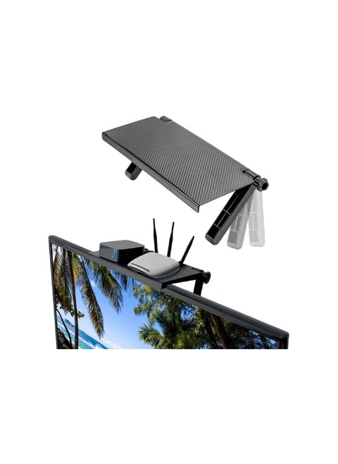Screen Top Shelf Monitor TV Screen Holder Adjustable Screen Rack Foldable Monitor Top Shelf Mount Organizer Stand Bracket Holder for Flat Screen TV Computer