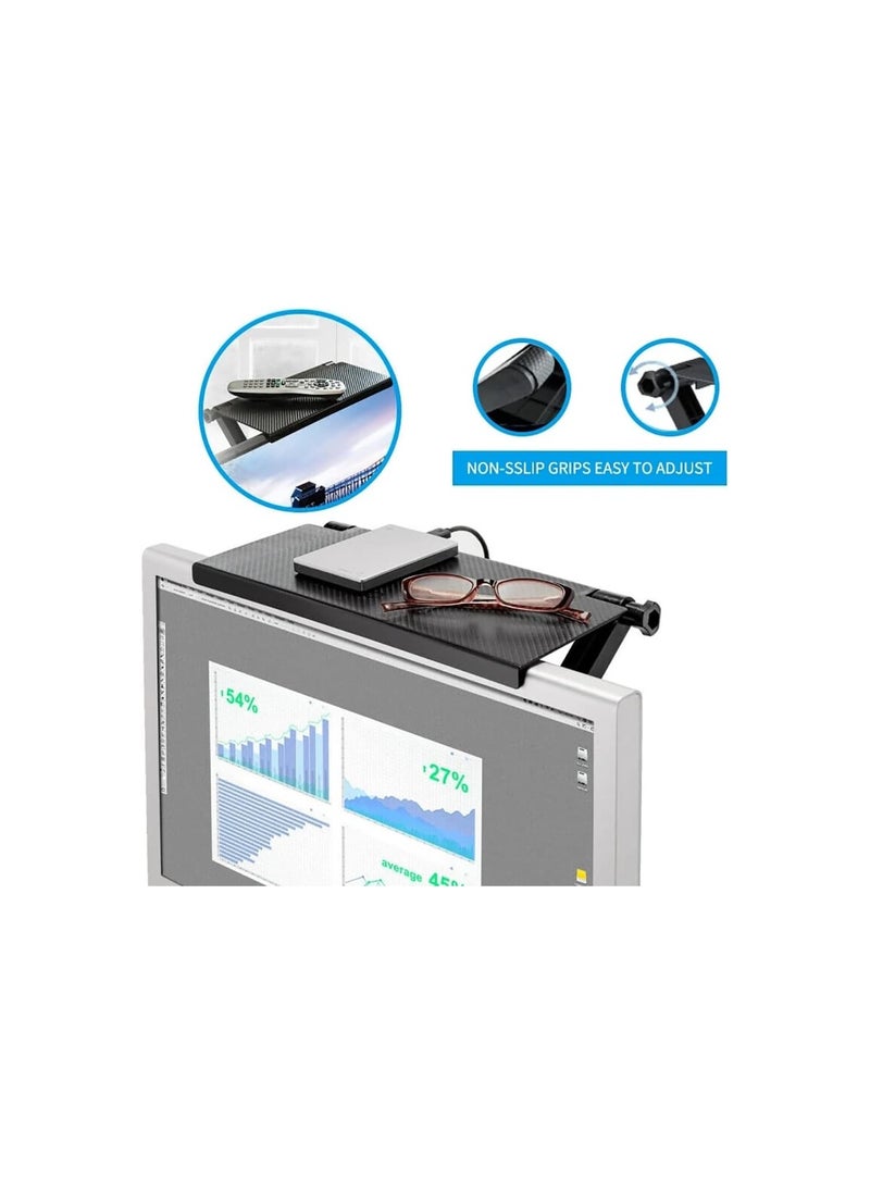 Generic - Screen Top Shelf Monitor TV Screen Holder Adjustable Screen Rack Foldable Monitor Top Shelf Mount Organizer Stand Bracket Holder for Flat Screen TV Computer - Image 1